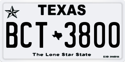 TX license plate BCT3800