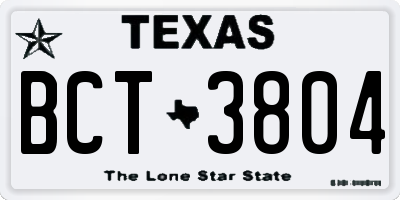 TX license plate BCT3804