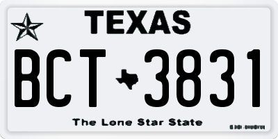 TX license plate BCT3831