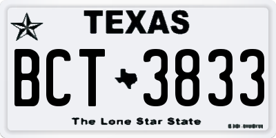 TX license plate BCT3833
