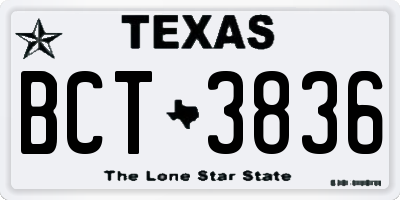 TX license plate BCT3836