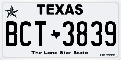 TX license plate BCT3839