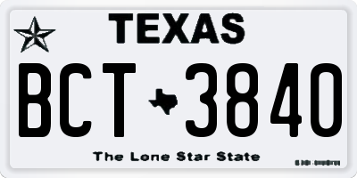 TX license plate BCT3840