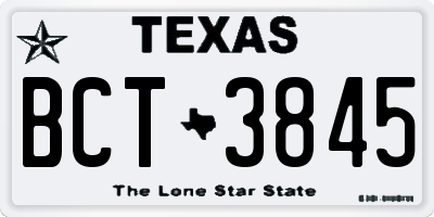 TX license plate BCT3845