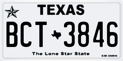 TX license plate BCT3846