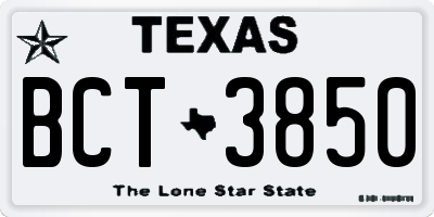 TX license plate BCT3850