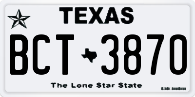 TX license plate BCT3870