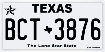 TX license plate BCT3876