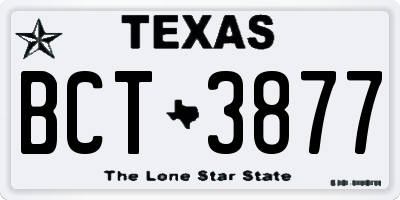 TX license plate BCT3877