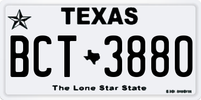 TX license plate BCT3880
