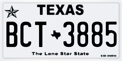 TX license plate BCT3885