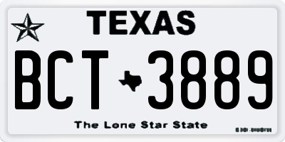 TX license plate BCT3889