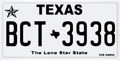 TX license plate BCT3938