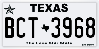 TX license plate BCT3968