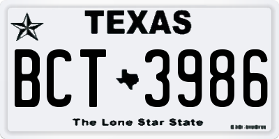 TX license plate BCT3986