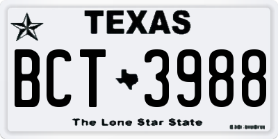TX license plate BCT3988