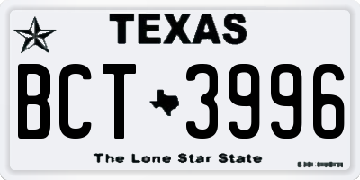 TX license plate BCT3996