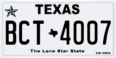 TX license plate BCT4007