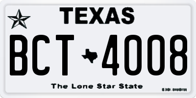 TX license plate BCT4008