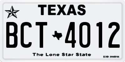 TX license plate BCT4012