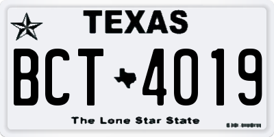 TX license plate BCT4019