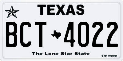 TX license plate BCT4022