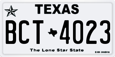 TX license plate BCT4023