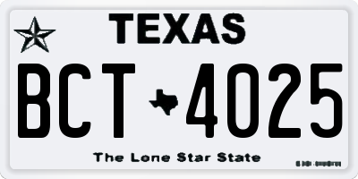 TX license plate BCT4025