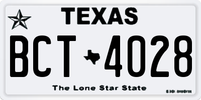 TX license plate BCT4028