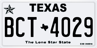TX license plate BCT4029
