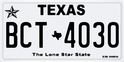 TX license plate BCT4030
