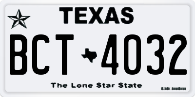 TX license plate BCT4032