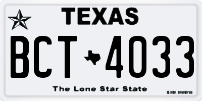 TX license plate BCT4033