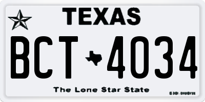 TX license plate BCT4034