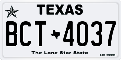 TX license plate BCT4037