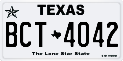 TX license plate BCT4042
