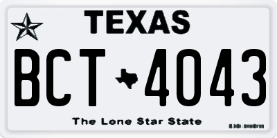 TX license plate BCT4043