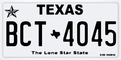 TX license plate BCT4045