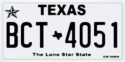 TX license plate BCT4051