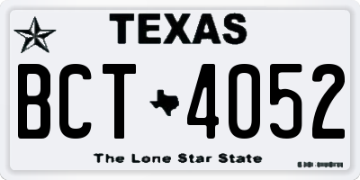 TX license plate BCT4052