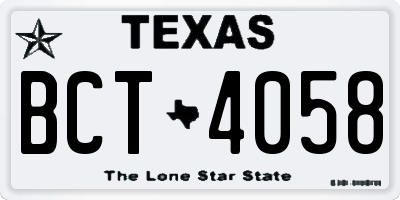 TX license plate BCT4058