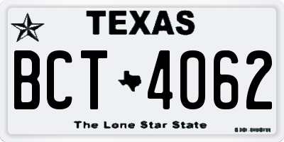 TX license plate BCT4062