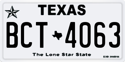 TX license plate BCT4063
