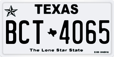 TX license plate BCT4065