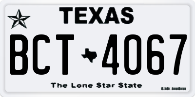 TX license plate BCT4067