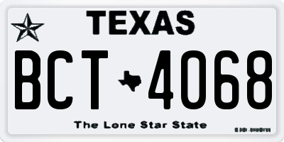 TX license plate BCT4068