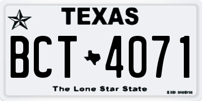 TX license plate BCT4071