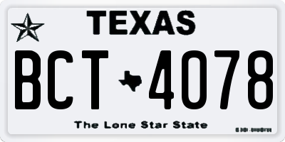TX license plate BCT4078