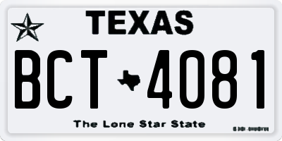 TX license plate BCT4081