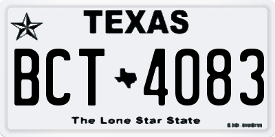 TX license plate BCT4083